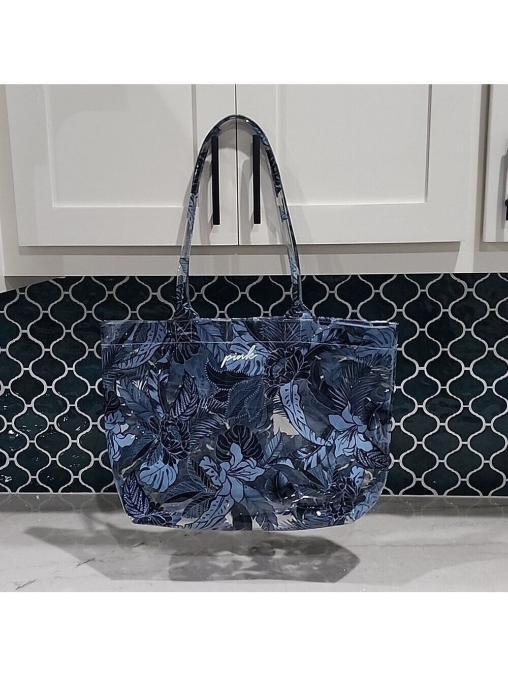 Pink Victoria's Secret Clear Floral Tote Bag